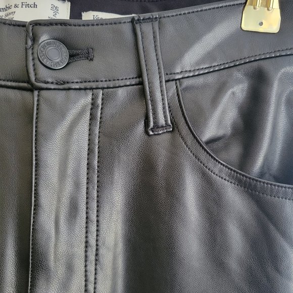 Abercrombie & Fitch Curve Love Vegan Leather Black Skinny Pants - Picture 9 of 11